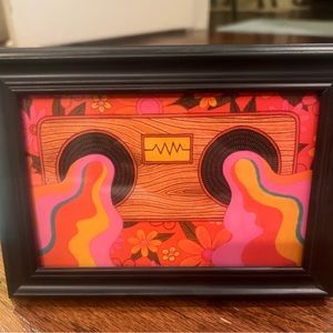 Psychedelic boom box drawing framed. (From local hippie shop) new